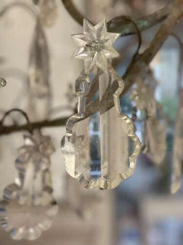 Antique French Crystal cage chandelier - rewired