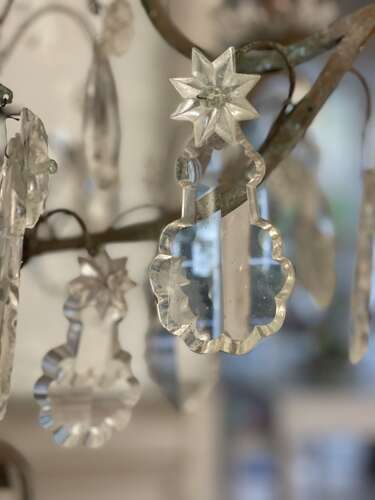 Antique French Crystal cage chandelier - rewired
