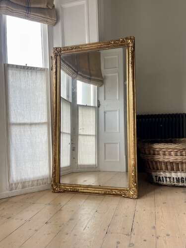 Antique French gilt rectangular mirror c1800 - foxed mercury glass