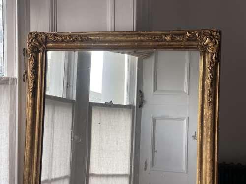 Antique French gilt rectangular mirror c1800 - foxed mercury glass