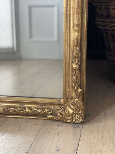 Antique French gilt rectangular mirror c1800 - foxed mercury glass