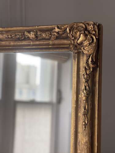 Antique French gilt rectangular mirror c1800 - foxed mercury glass