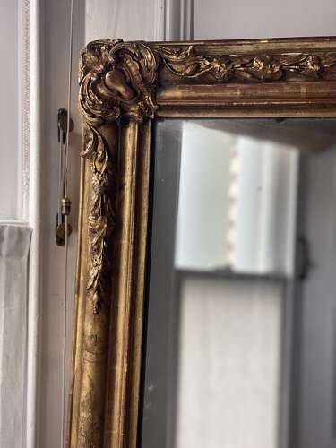 Antique French gilt rectangular mirror c1800 - foxed mercury glass