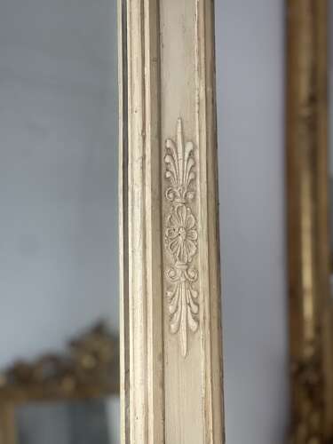 Large antique French painted leaner mirror