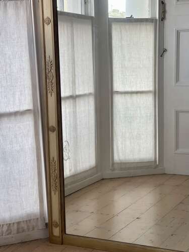Large antique French painted leaner mirror