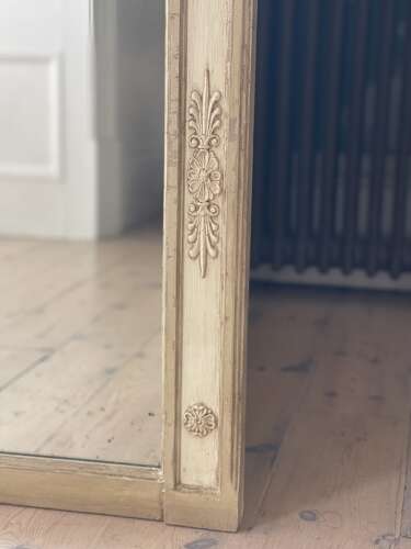 Large antique French painted leaner mirror