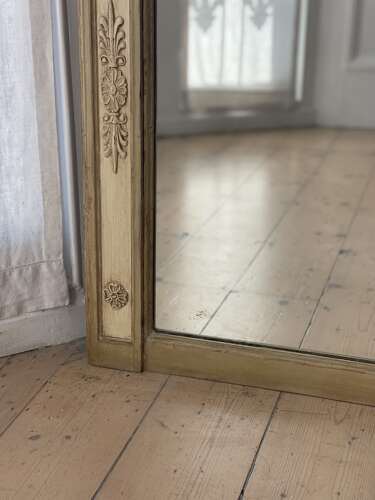 Large antique French painted leaner mirror