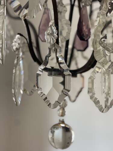 Antique French crystal cage chandelier