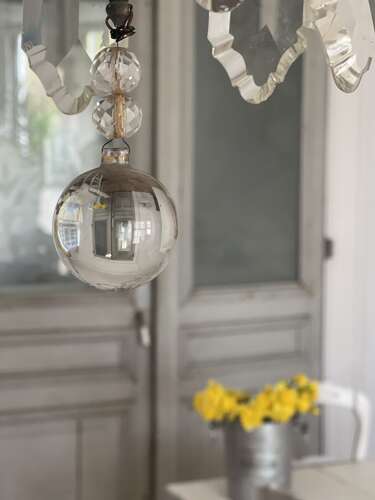 Antique French crystal cage chandelier
