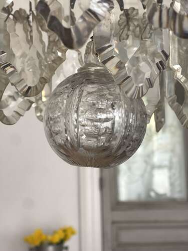 Large antique French crystal chandelier