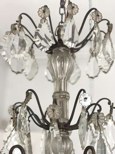 Large antique French crystal chandelier