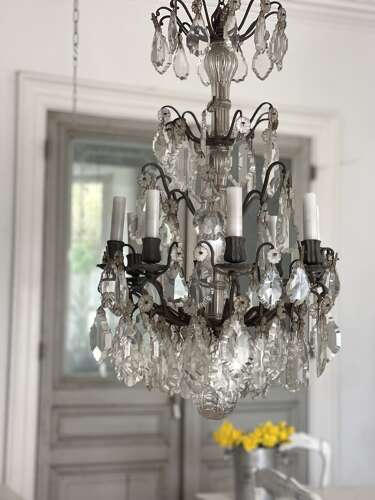 Large antique French crystal chandelier