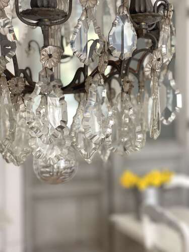 Large antique French crystal chandelier