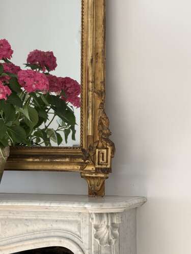 Large antique French gilt mirror c1800 - mercury glass