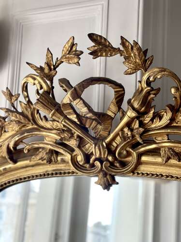 Large antique French gilt mirror c1800 - mercury glass