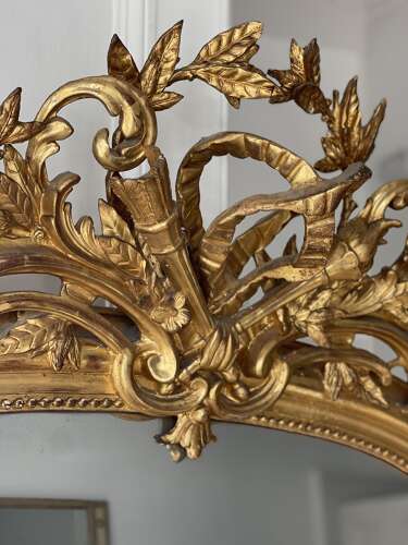 Large antique French gilt mirror c1800 - mercury glass
