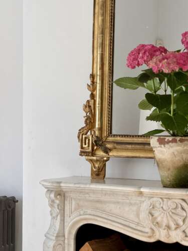Large antique French gilt mirror c1800 - mercury glass