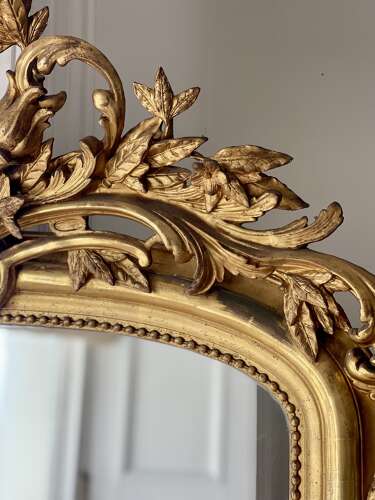 Large antique French gilt mirror c1800 - mercury glass