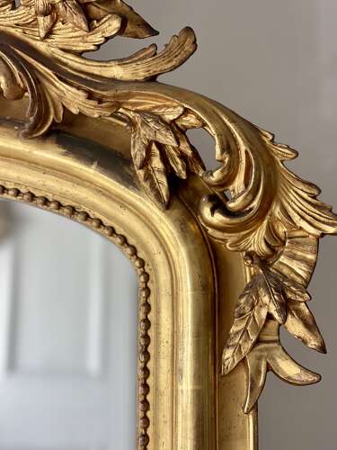 Large antique French gilt mirror c1800 - mercury glass