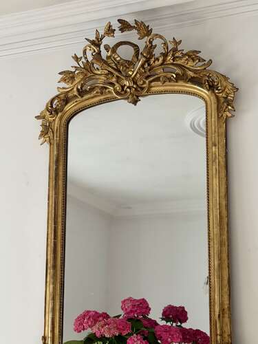 Large antique French gilt mirror c1800 - mercury glass