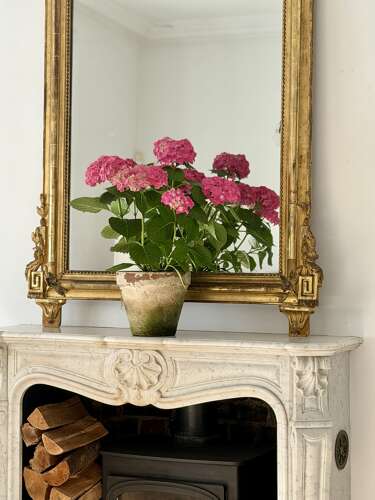 Large antique French gilt mirror c1800 - mercury glass
