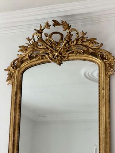 Large antique French gilt mirror c1800 - mercury glass