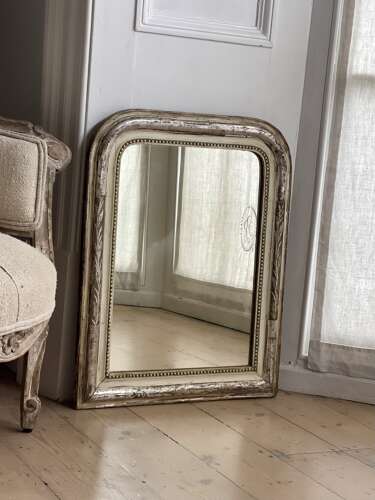 Antique French silver gilt and bare gesso mirror