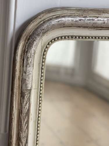 Antique French silver gilt and bare gesso mirror