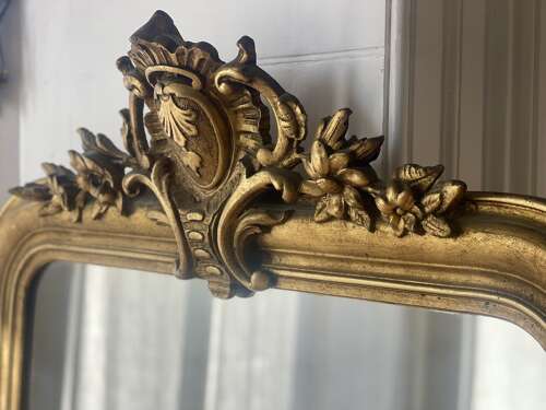 Large antique French gilt mirror c1800 - mercury glass