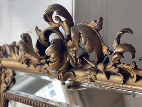 Antique French gilt cushion mirror - bevelled mercury glass
