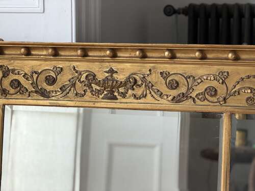 Antique English gilt overmantle mirror