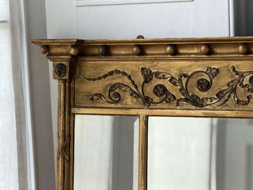 Antique English gilt overmantle mirror