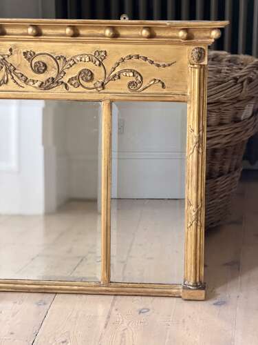 Antique English gilt overmantle mirror