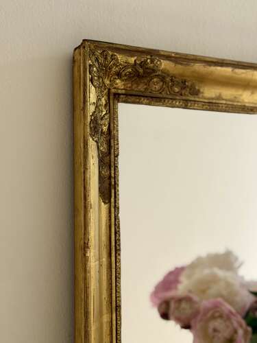 Antique French gilt rectangular mirror