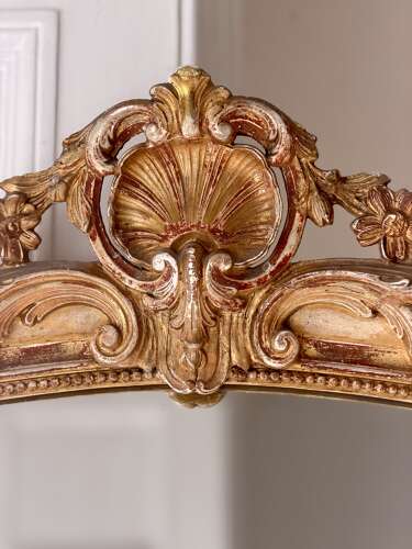 Large antique French gilt leaner mirror - mercury glass