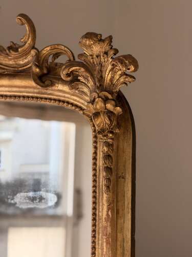 Large 18th century French gilt mirror - foxed mercury glass