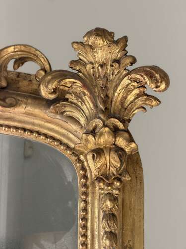 Large 18th century French gilt mirror - foxed mercury glass