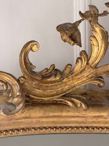 Large 18th century French gilt mirror - foxed mercury glass