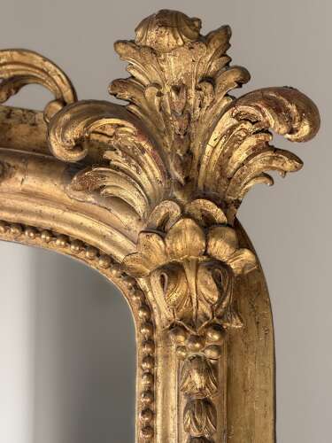Large 18th century French gilt mirror - foxed mercury glass