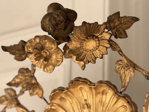 Large 18th century French gilt mirror - foxed mercury glass