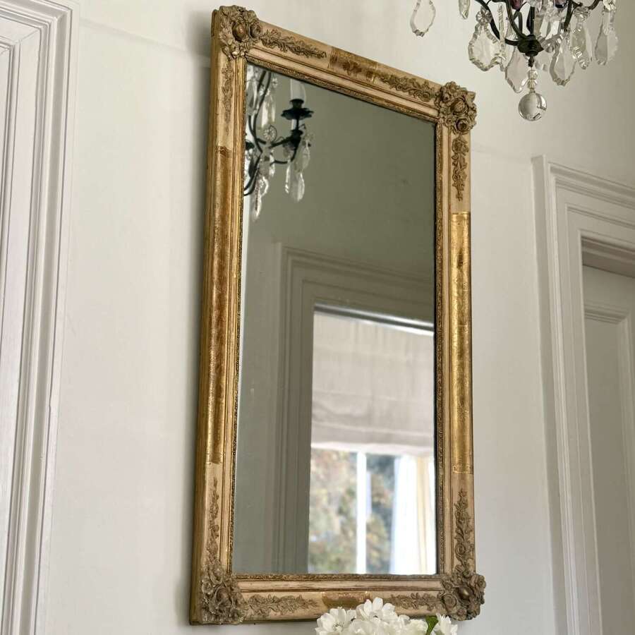 Antique French gilt and bare gesso Napol&eacute;on III mirror - mercury glass
