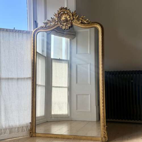Large antique French gilt Louis XV mirror c1880