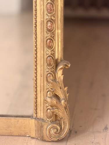 Large antique French gilt Louis XV mirror c1880