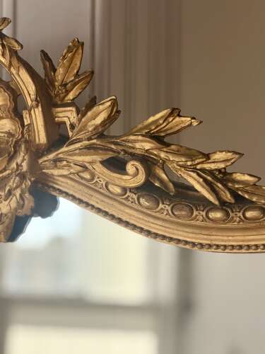 Large antique French gilt Louis XV mirror c1880