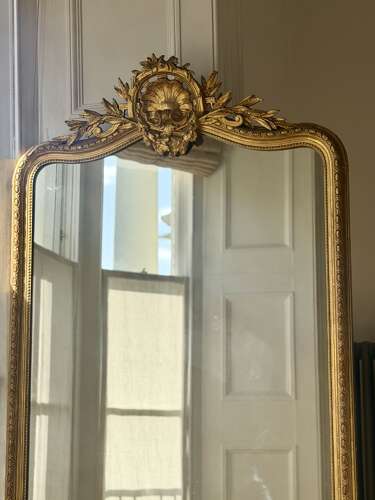 Large antique French gilt Louis XV mirror c1880