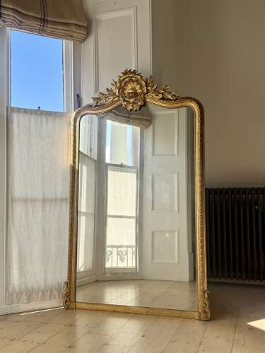 Large antique French gilt Louis XV mirror c1880