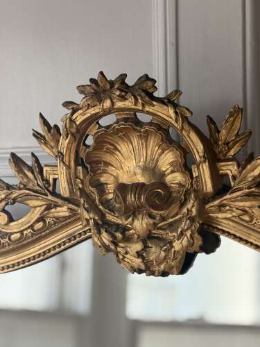 Large antique French gilt Louis XV mirror c1880