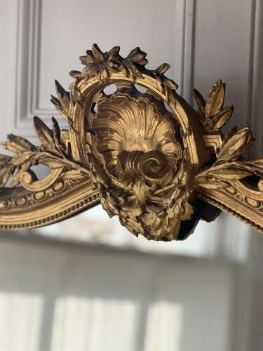 Large antique French gilt Louis XV mirror c1880