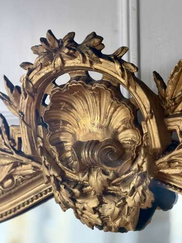 Large antique French gilt Louis XV mirror c1880