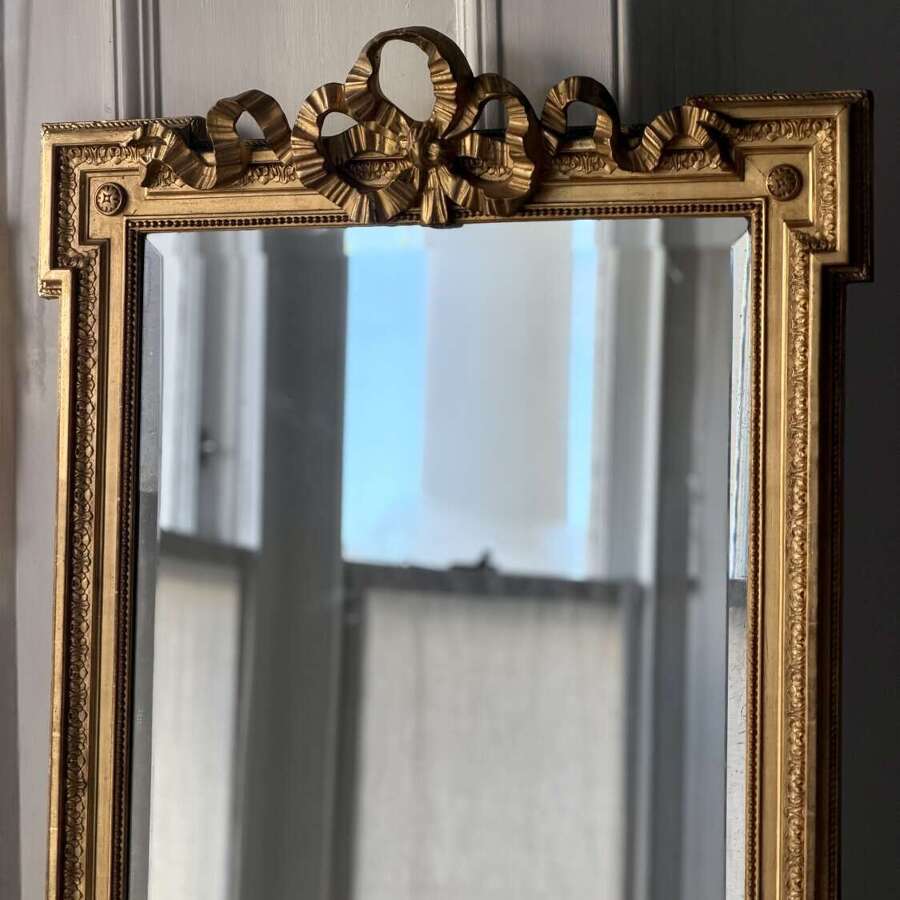Antique French gilt Louis XVI mirror - bevelled glass